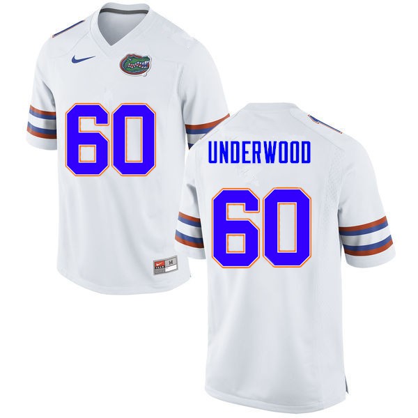 Men #60 Houston Underwood Florida Gators College Football Jerseys White
